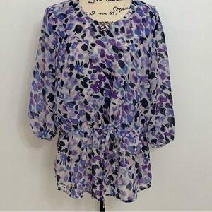 Faded Glory Purple and Blue design blouse Women  L